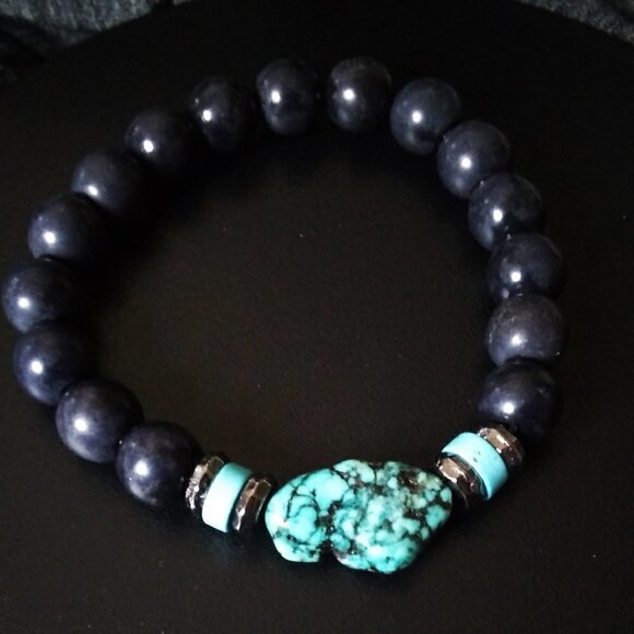 Turquoise Magnesite & Chunky Beads! Rustic SouthWestern Vibes Beaded Bracelet #3 - Picture 2 of 8